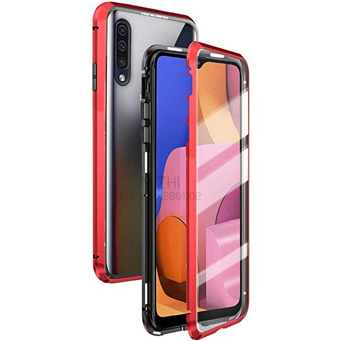 Dubbelzijdige glazen hoes voor samsung galaxy  a20s hoesjes, magnetische metalen bumpercover voor samsung  a20s a 20s a20 s sm -a207f/ ds hoesje