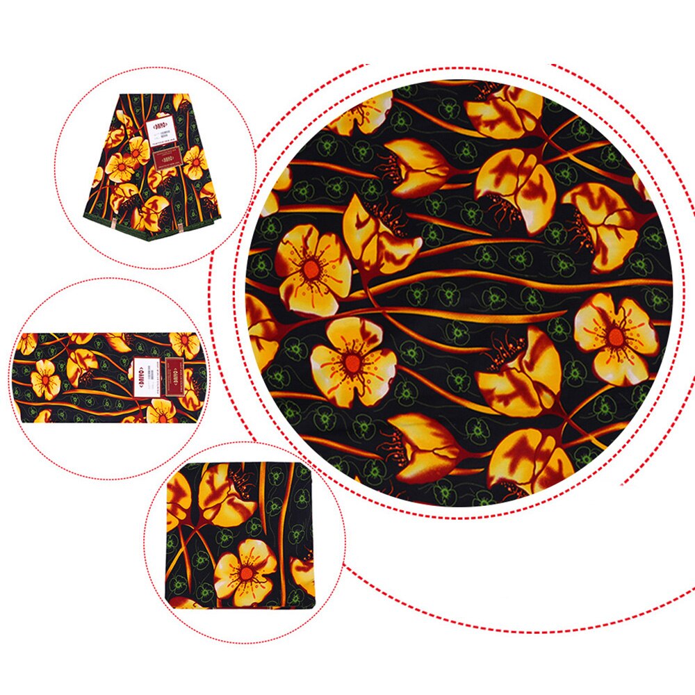 Yellow Flower Prints Ankara African Fabric African Wax Print Fabric for Party Dress DIY 100% Polyester Sewing Tissus