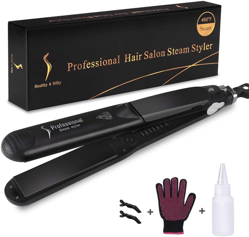 Dropshopping Dampf Haarglätter 2 in 1 Keramik Dampf Haar Eisen Salon Richt Eisstockschießen Styling Werkzeug: A / EU