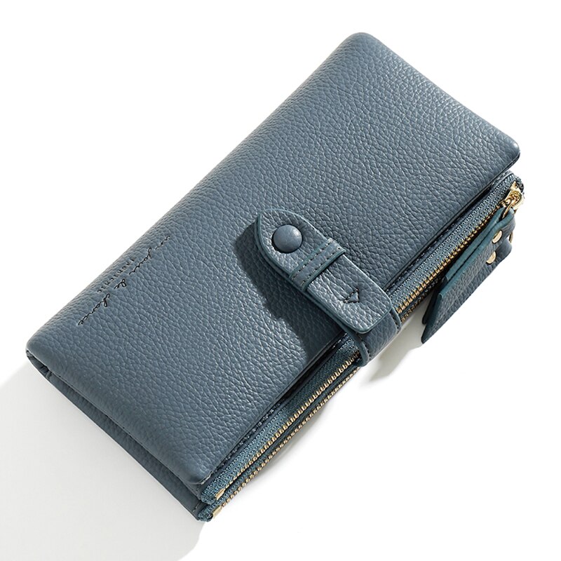 Comfortabele Gecontracteerd Stijl Lange Portefeuilles Voor Vrouwen Pu Lederen Driebladige Kaarthouder Purse Dames Zoete Portemonnees Cartera: Blue