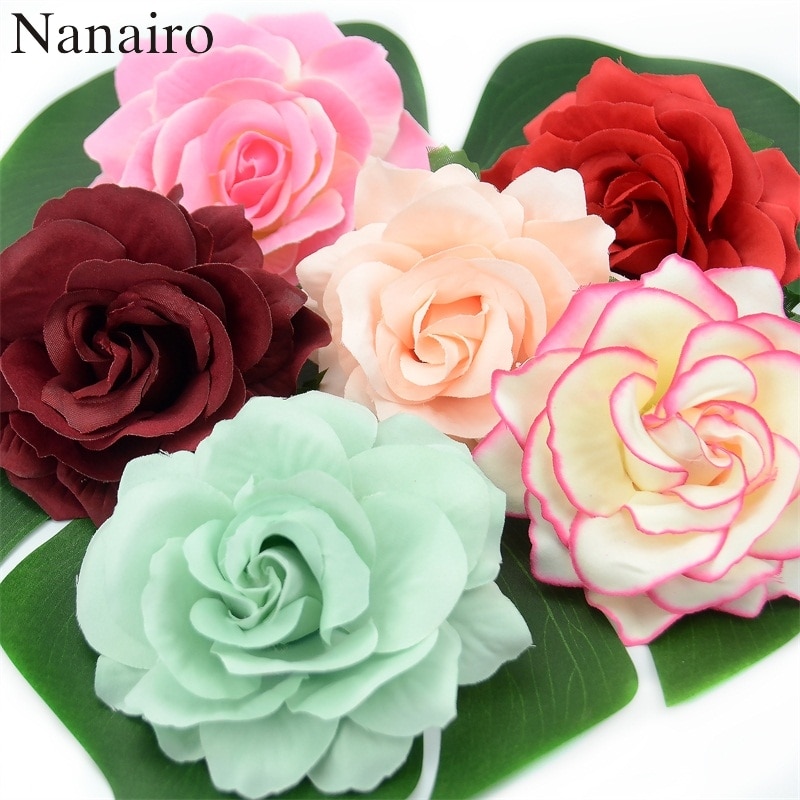 3Pcs 10 Cm Grote Kunstmatige Rose Silk Flower Heads Voor Bruiloft Decoratie Diy Krans Geschenkdoos Scrapbooking Craft Nep bloemen
