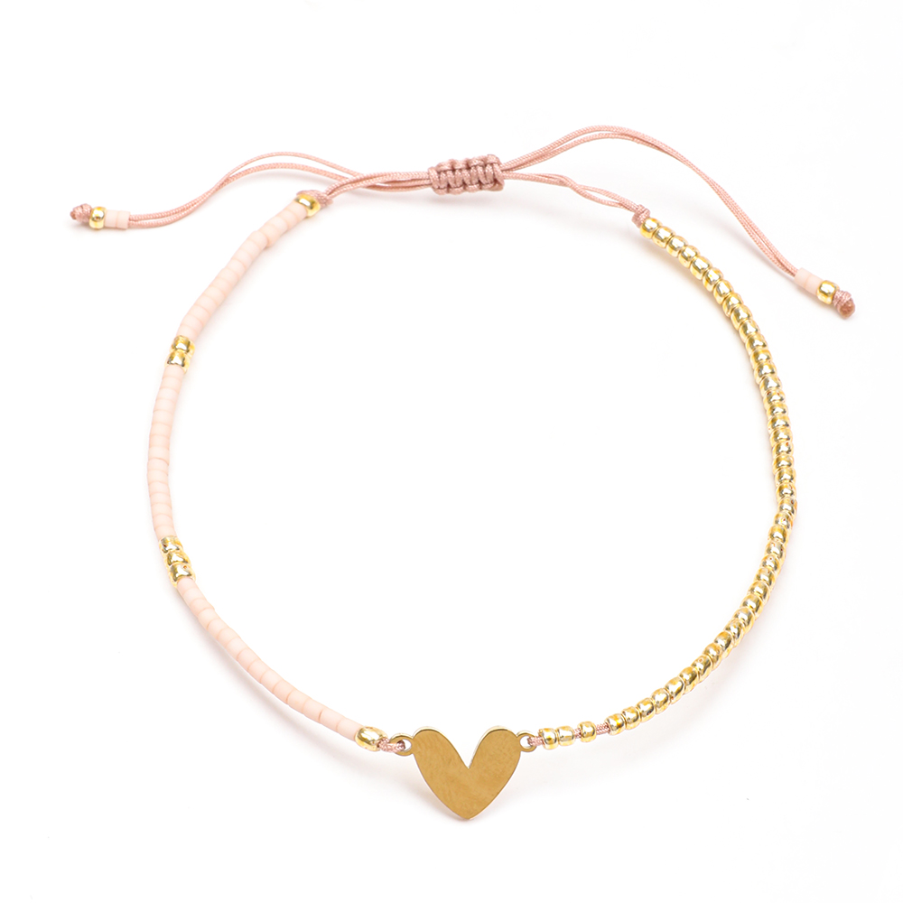 ZMZY, nueva pulsera clásica de corazón para mujer, cuentas simples de semillas Miyuki, pulseras de cuerda coloridas para mujer, de joyería: Verde oscuro