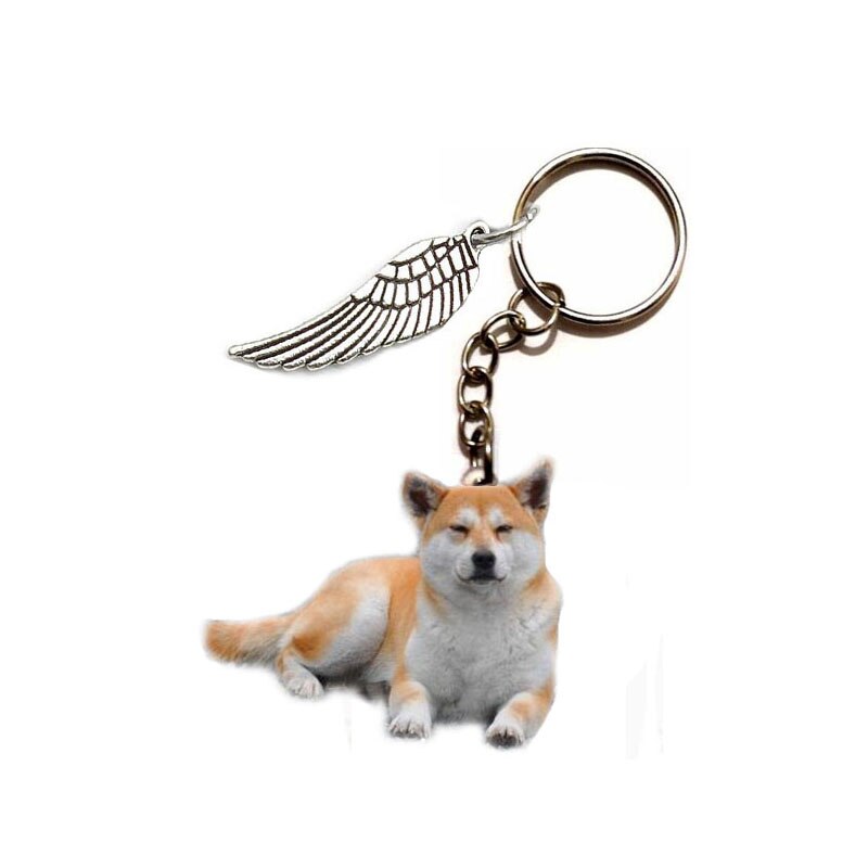 Cute Waschbär Acryl Keychain Fliegen Flügel Hunde stahl Schlüsselring Anhänger Besten Freund Schlüssel Kette Zubehör Schlüsselanhänger Männer Spielzeug