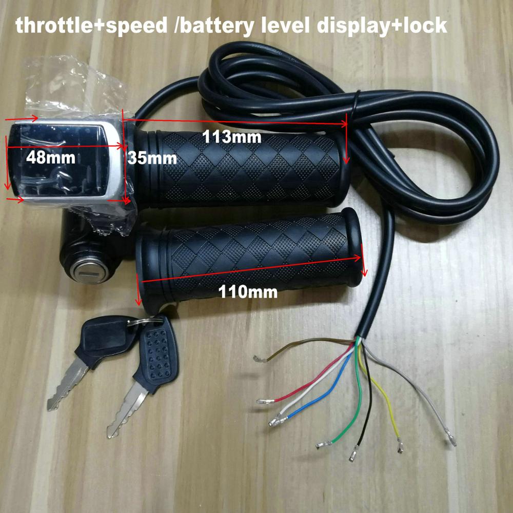 speedometer 24v36v48v/power speed/battery level/light indicator+lock+twist throttle/electric bike scooter part tricycle MTB grip