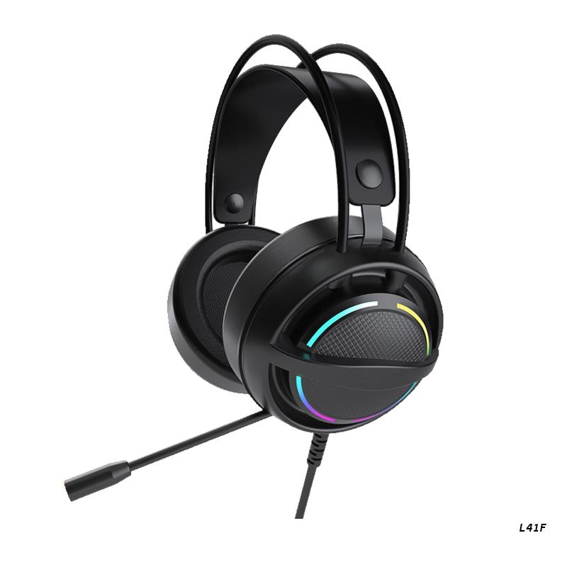 Classic Wired Headset E-gamers USB RGB Light Earphones Headphone for Girls Boys: Black
