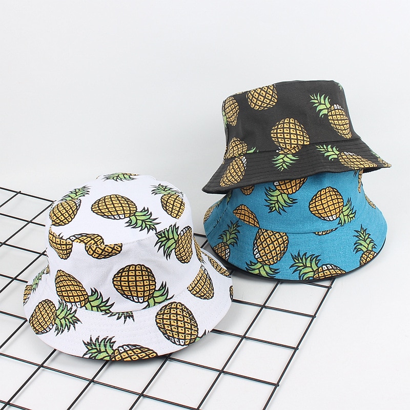 Chapeau ananas printemps été accessoires bob hip hop chapeau japonais harajuku unisexe chapeau de pêcheur femme