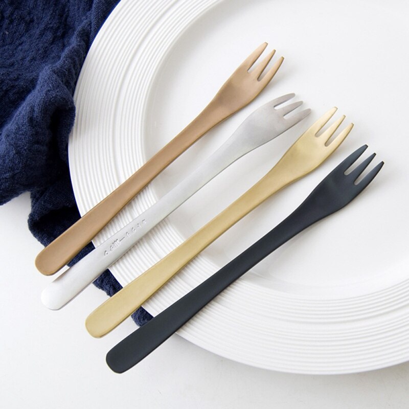 Cake Fork Stainless Steel Gold Forks For Fruit Salad Small Fork Useful Dessert Fork for Snack Dinnerware H03