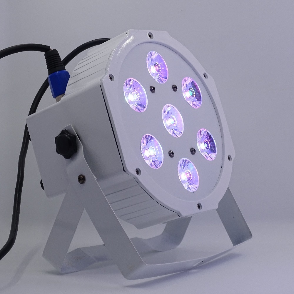 7*12w ultra heldere slanke platte witte led par-lampen 7 x 12w vloeiende rgbw-kleurmenging dmx 4/8- kanaals podium wash