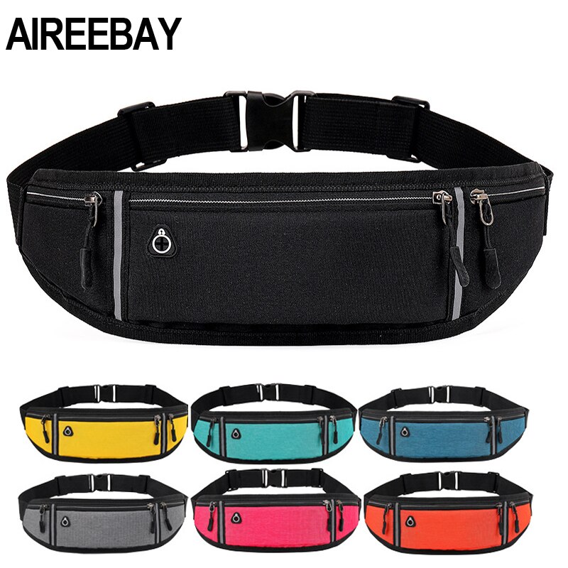 Aireebay unisex-juoksulaukku urheilullinen vyölaukku vedenpitävä vaellus perälaukku urheilu retkeilyvyötärönauha fanny-reppu erittäin ohut naisille