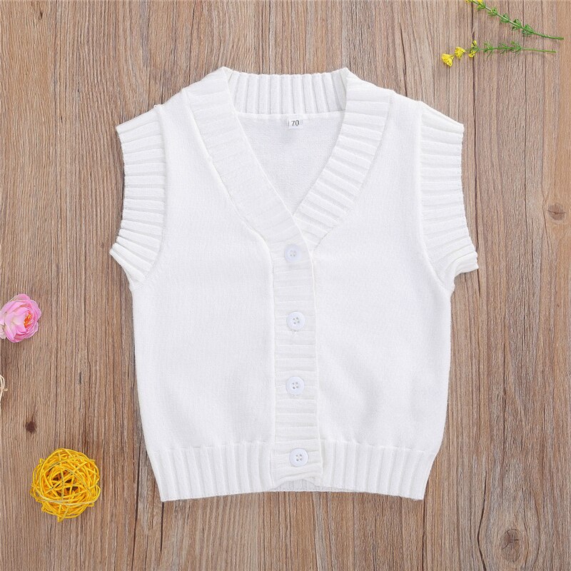 Solid Color Baby Boys Girls Vest Sleeveless V-neck Outerwear Autumn Kids Clothes Single row buttons Toddlers clothes