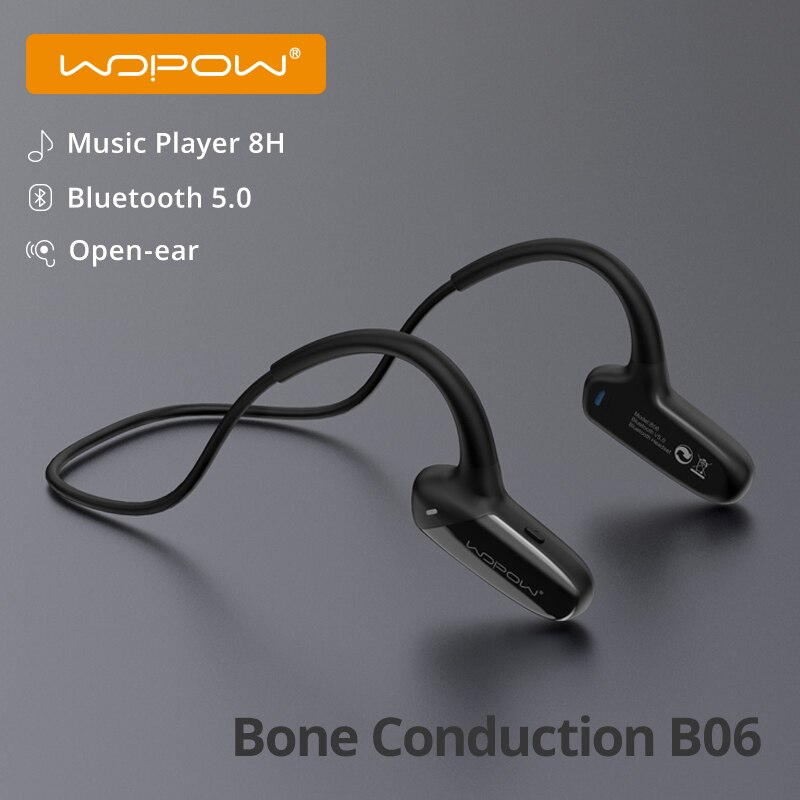 ] Wopow B06 Beengeleiding Bluetooth Draadloze Headset Met Microfoon Open Oor Oortelefoon Met Usb Lange Standby tijd Sport Oortelefoon