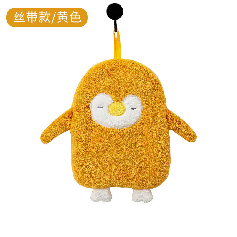 Chiffon de nettoyage mignon, dessin animé pingouin, serviette suspendue, nettoyage doux, molleton de corail, absorbant l&#39;eau, serviette de lavage de la vaisselle, cuisine: H
