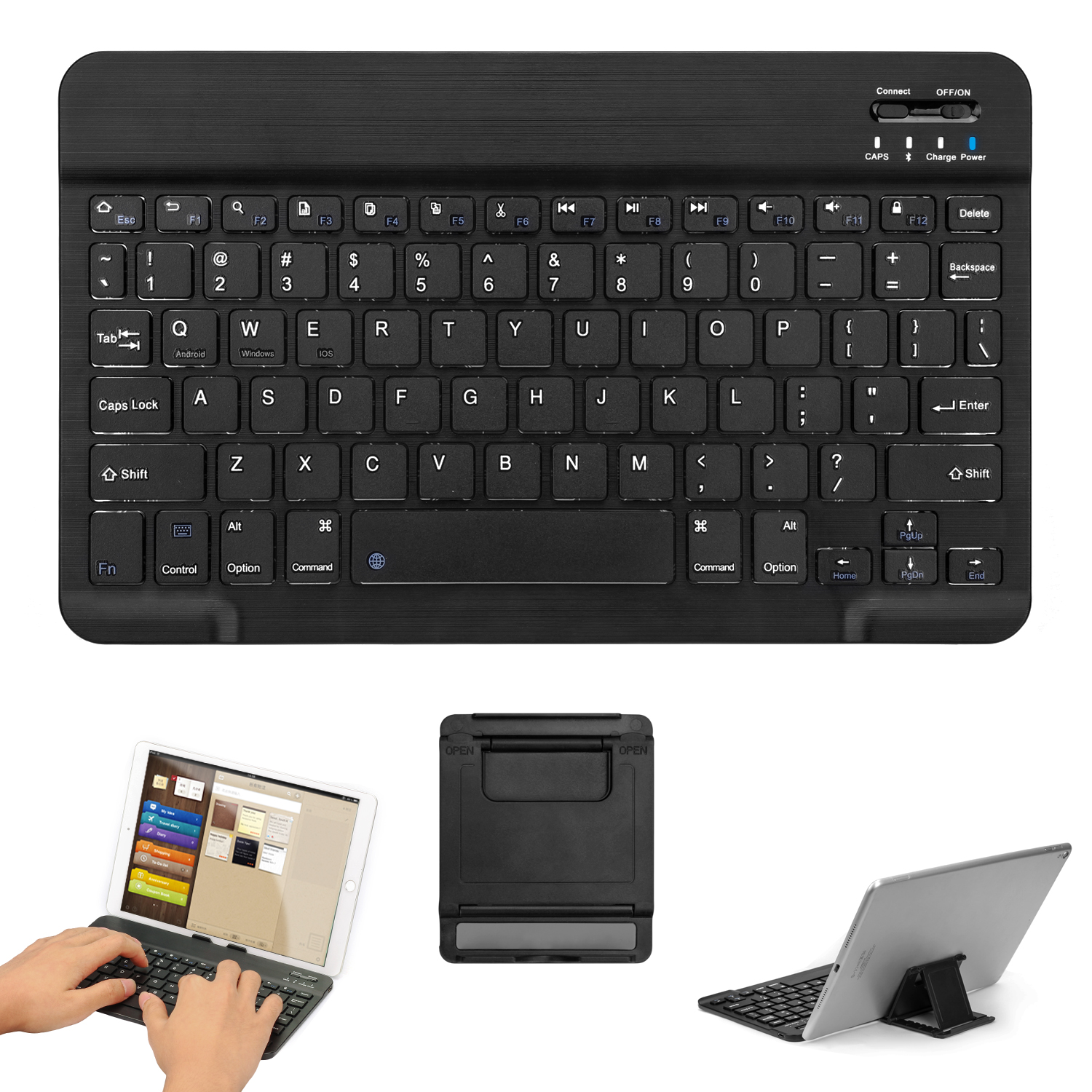 GOOJODOQ 10 "Bluetooth clavier pour iPad Pro 11 12.9 10.5 Air 2 3 Mini 4 pour iPad 10.2 clavier Mini sans fil Teclado: Black