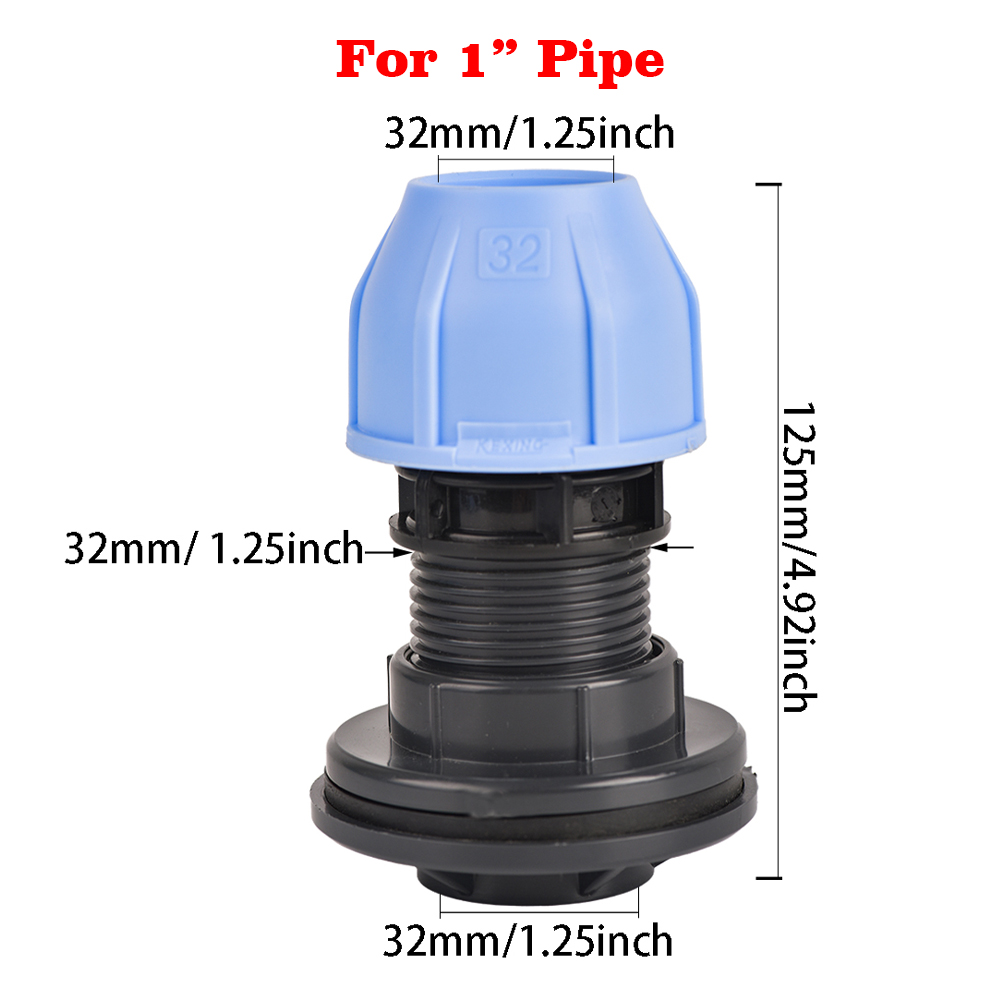 Regenfass-passend zu anschließen OD 20/25/32 mm PE-Rohrverbinder-Adapter für Wassertanks, Aquarien, Wannen, Schwimmbecken: Licht Grün