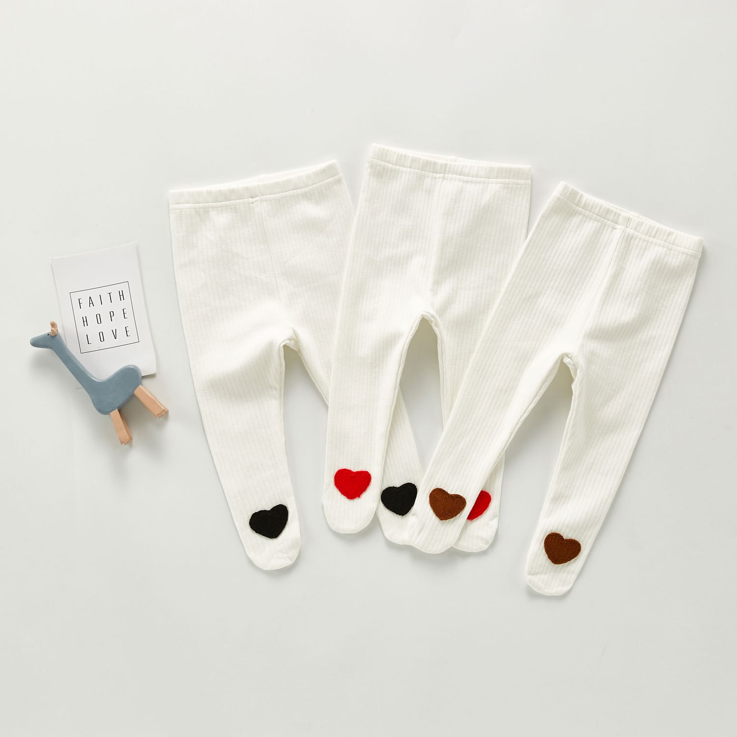 Tegneserie hjerte baby strømpebukse ensfarget stripet spedbarn låve strømpe smålåve jenter tights låve bukser
