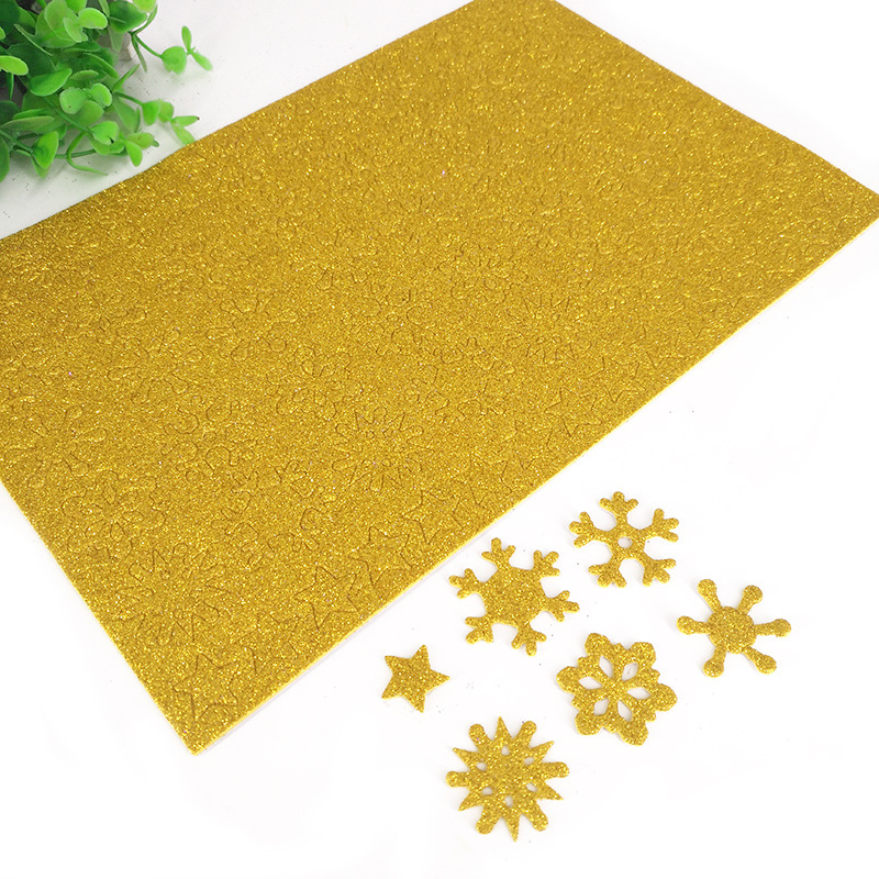 Fiocchi di neve di natale stelle giocattoli artigianali bambini creativi fai da te Glitter stelle fiocchi di neve paillettes carta spugnosa materiale manuale giocattoli: Golden