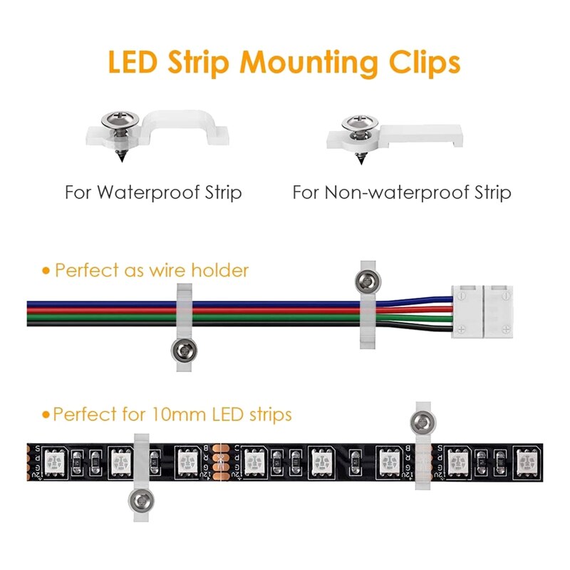 Led Strip Light Connectors Kit,4 Pin Conductor Light Strip Splice,10mm Tape Light Connector for SMD 5050 RGB Strip