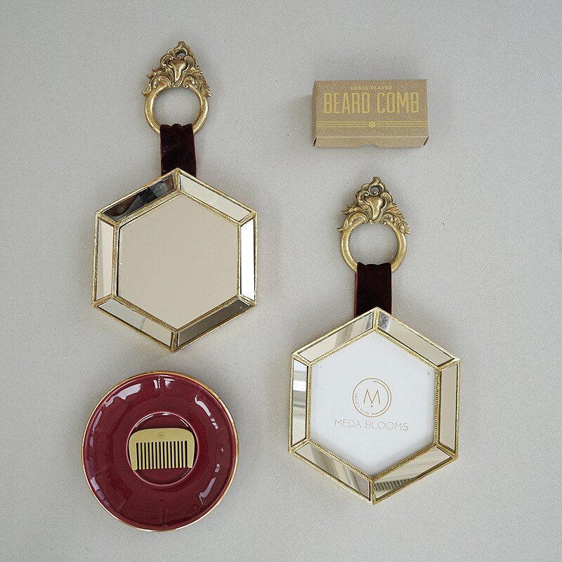 Modern Wall Mounted Polygonal Decorative Mirror Resin Frame Hanging Wall Ornaments Home Decoration Wedding Layout Crafts