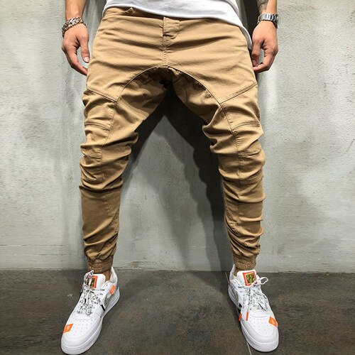 Männer Jogginghose Hüfte hüpfen Seite Reißverschluss Volle Länge Hosen männer gewebte Stoff Hose Strahl Fuß Hosen: XXXL / Kakifarbig