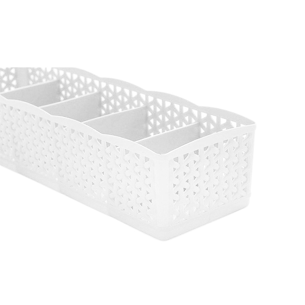 Boîte de rangement en plastique 5 cellules | Boîte de rangement, cravate, soutien-gorge, chaussettes, tiroir de diviseur, cosmétique regarder propre, organisateur de maquillage: WHITE
