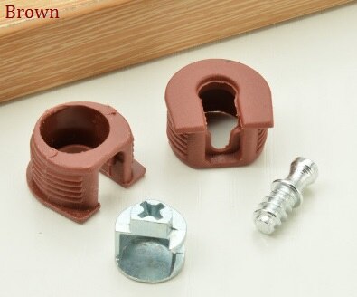 100PCS/LOT Cam Lock Furniture Kitchen Cabinet Shelf Support Holder Bracket Studs Pin shelf: Red Brown