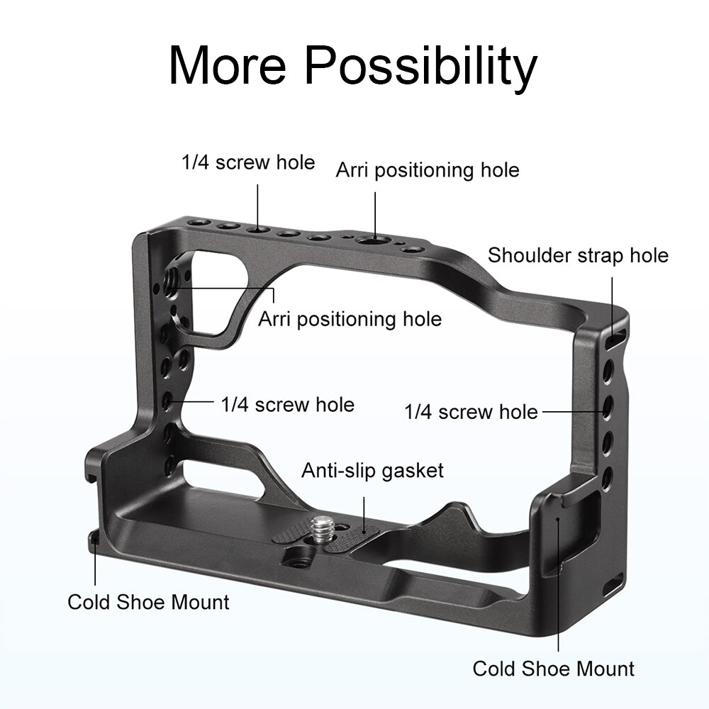 UURig Aluminum Alloy Camera Cage with Cold Shoe Arri Positioning Hole 1/4 Screw for Canon EOS M6 Mark II Mirrorless Camera