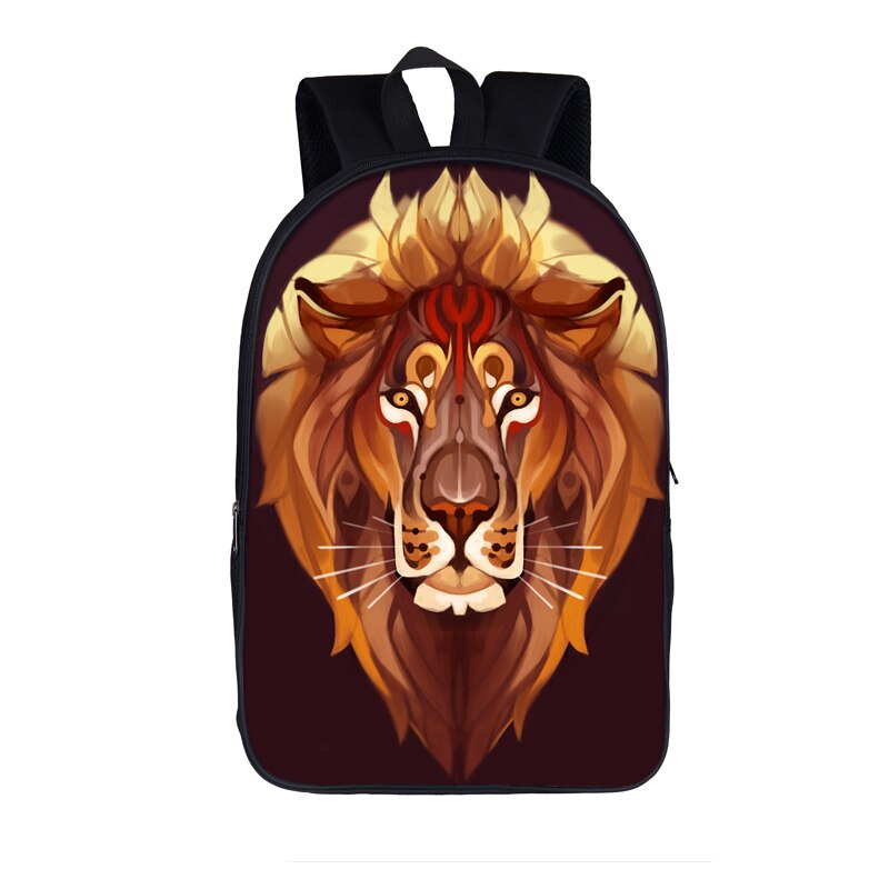 Animal LION Backpacks Women Men's Rucksack Children School Bags For Teenage boys girls Student daypack Kids Bagpack Bookbag