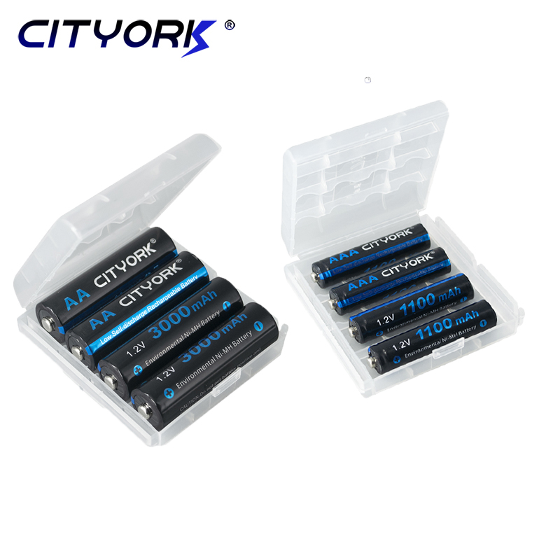 CITYORK 1,2 V AA + AAA baterías recargables AA 3000mAh AAA 1100mAh aa 2A batería aaa nimh y LCD 1,2 V AA AAA cargador
