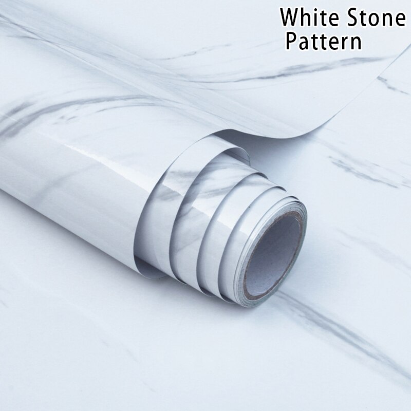 Newly Marble Texture Self-adhesive Waterproof Wall Paper Kitchen Countertops Backsplash Stickers CLA88: white stone pattern
