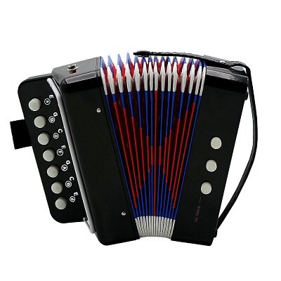 7-Key 2 Bass Mini Accordion Educational Musical Instrument Rhythm Band for Kids Black / Red / Blue(optional): Black