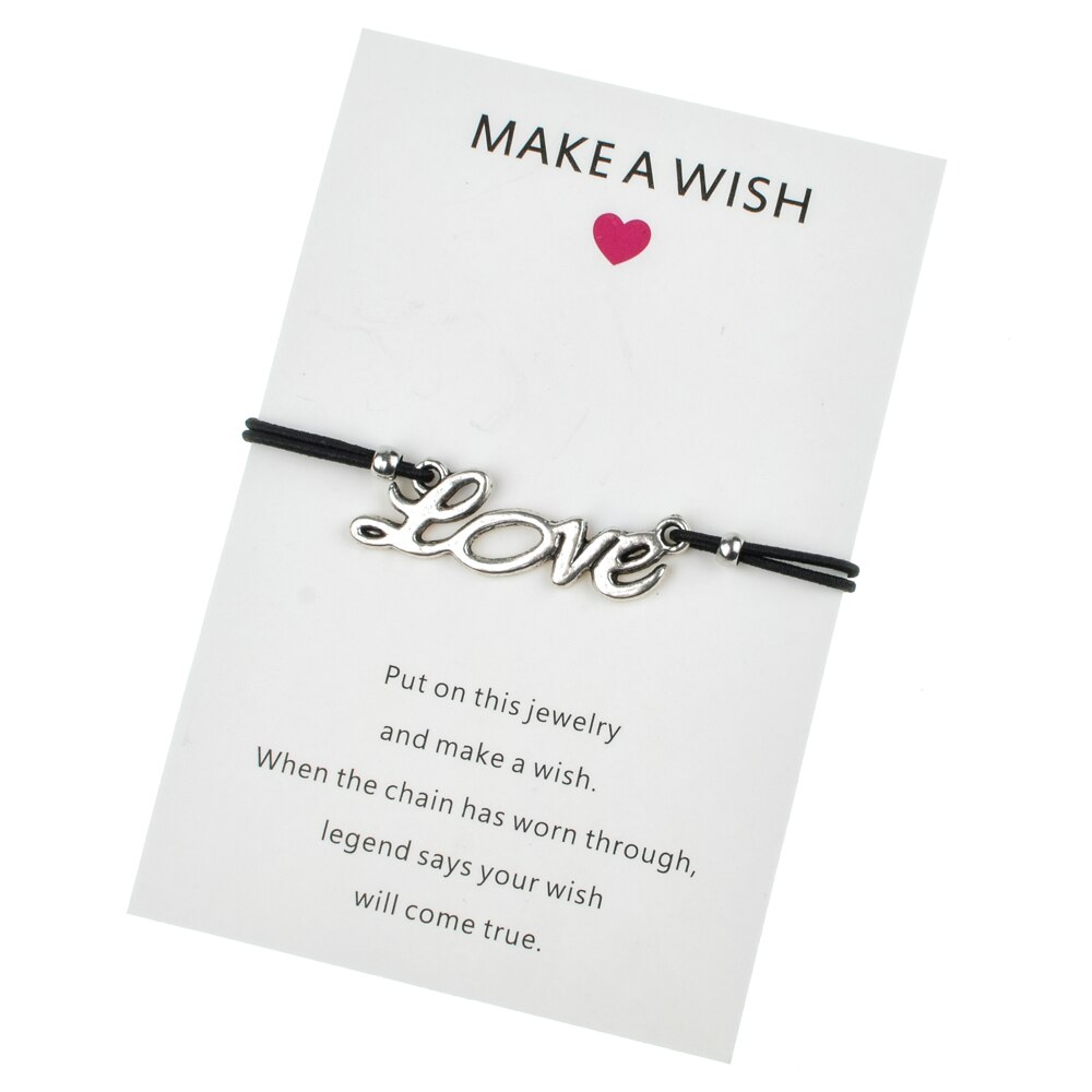 Een wens Papieren Kaart Handgemaakte Gevlochten Touw Ketting Armband Schildpad Boom van Het Leven Charms Armband voor Vrouwen Mode-sieraden