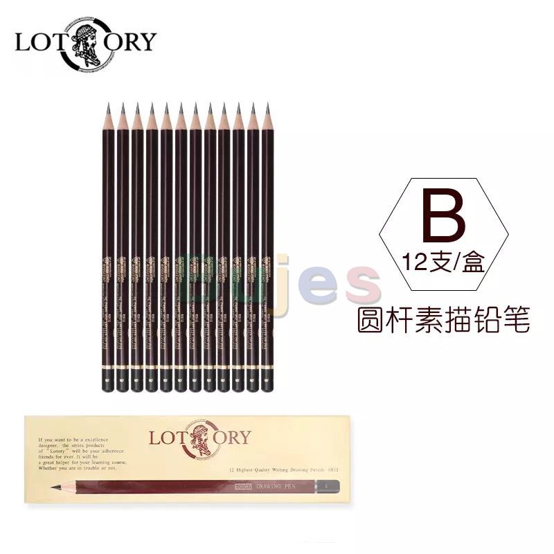 LOTORY-lápiz de dibujo grueso para principiantes, suministros de arte para bocetos, 2B, 4B, 6B, 8B, 14B: Borgoña