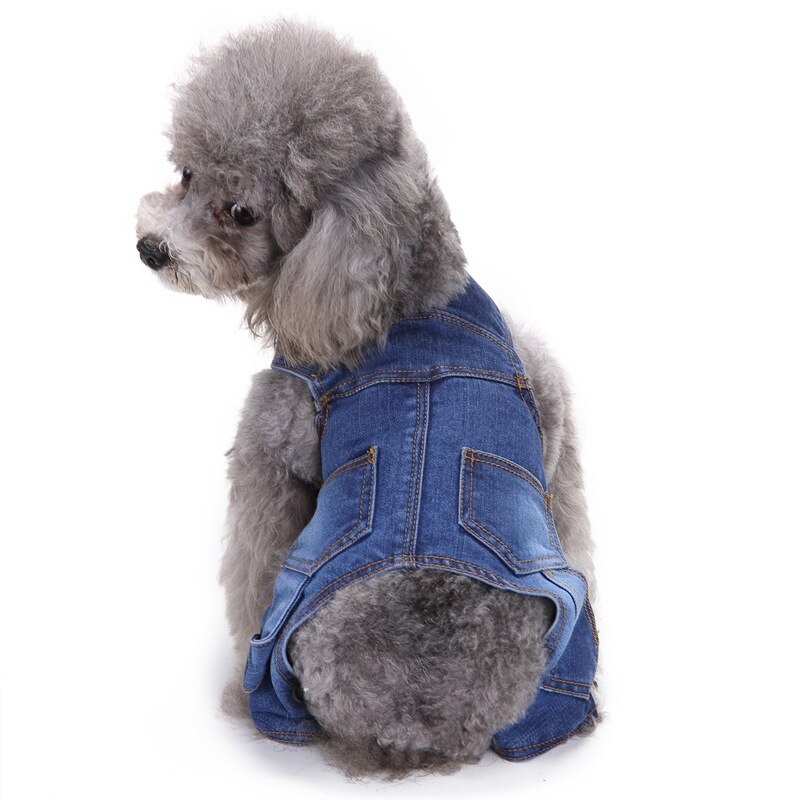 2022 Pet Costume Dog Clothes Jean Rompers for Cat Dog Jumpsuit Blue Puppy Dog Clothing XS-XXL Yorkie Corgi Teddy Poodle Outfit