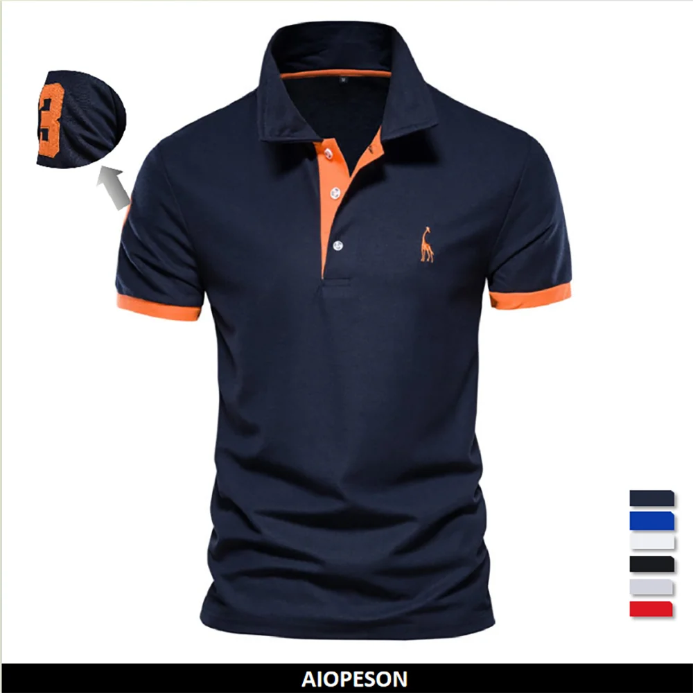 Polo Girafe à Manches Courtes pour Homme, Chemise Brodée de , Décontractée, Business, Social, Été, Directe