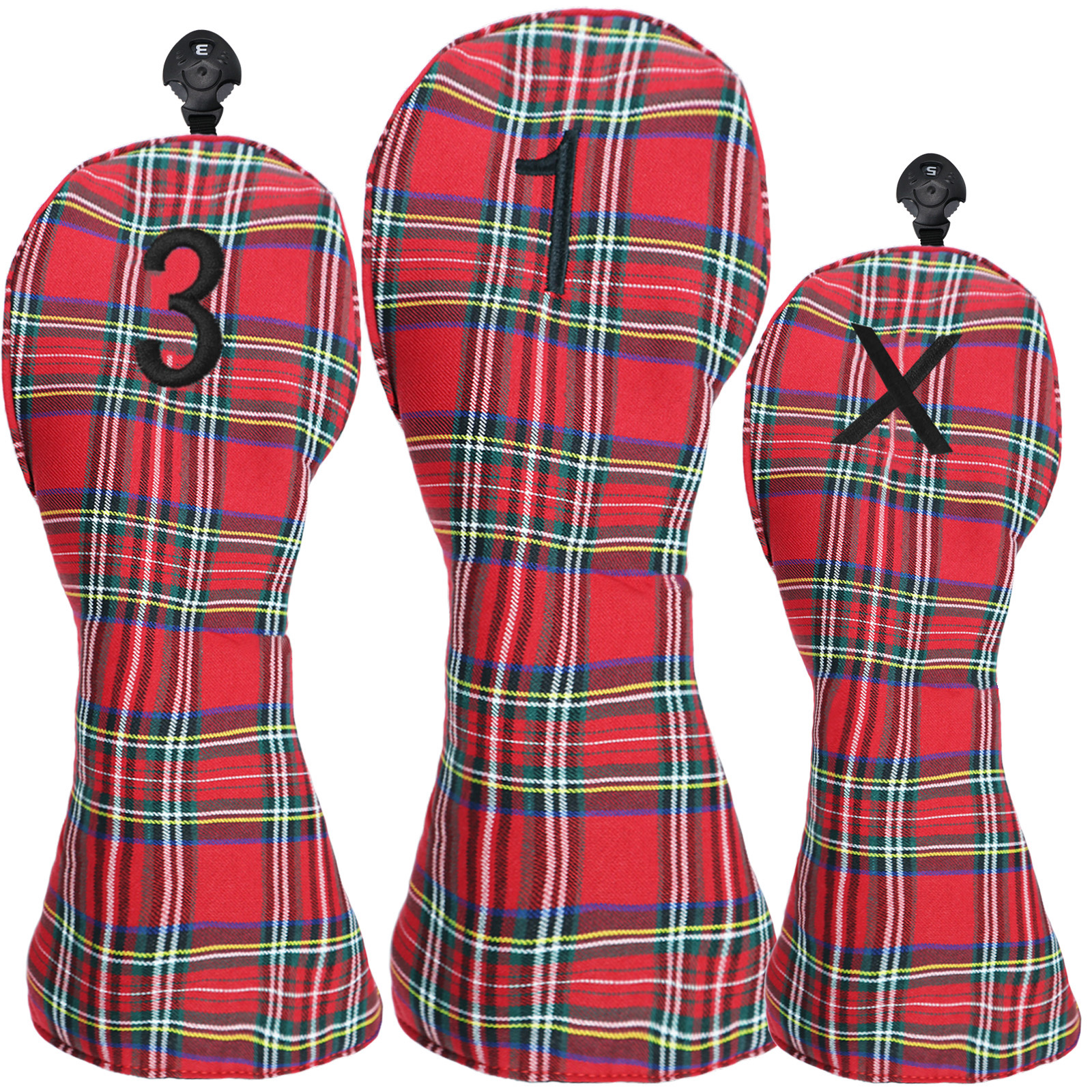 #1 #3 #5 Golf Head Cover Driver Fairway Hybrid Mixed Wood Putter HeadCover Woods Clubs Protector Blue Green: Red 3Pcs