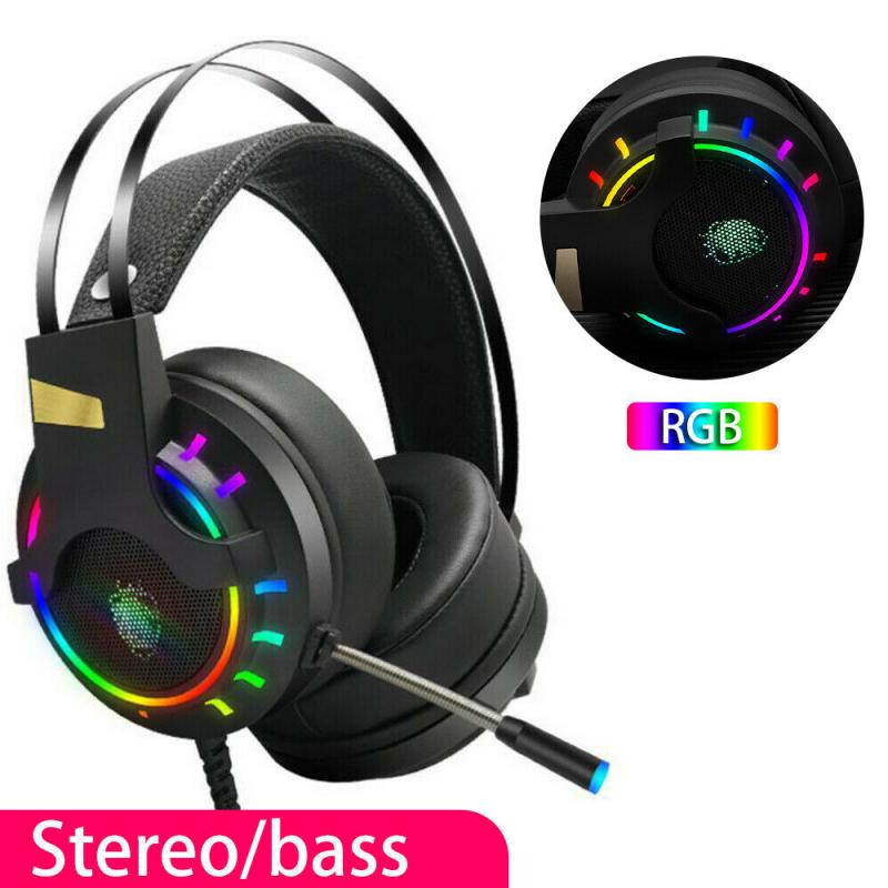 Gaming Headset RGB LED Headphones USB Wired Headphone Stereo Gaming Headset With Micphone For PC Laptop PS4 Computer Headphone