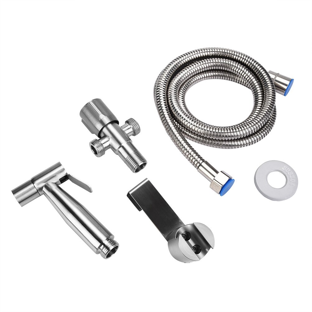 304 Rvs Handheld Bidet Spray Douchekop Badkamer Wc Adapter Slang Kit Zes Grote Functies Dames Wassen Functie