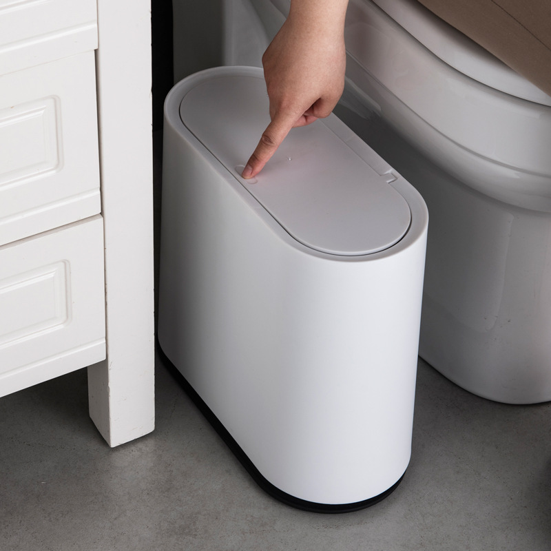 Household Bathroom Narrow Trash Can Office Living Room Toilet Kitchen Waste Storage Garbage Bin