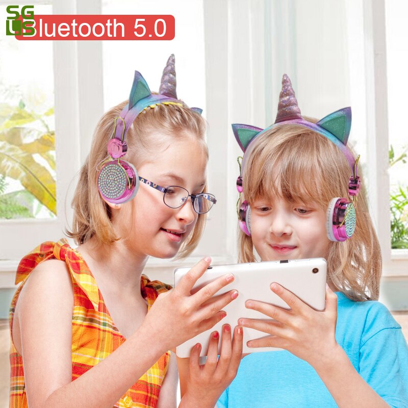 Casque licorne Bluetooth 5.0, avec Microphone, pour ordinateur portable, téléphone, PC, MP3, tablette, appareil Audio, de noël