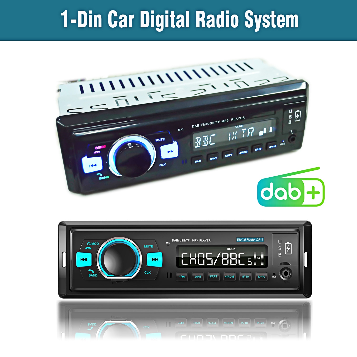 1 Din Car Navigation Player Radio Stereo Car Digital Radio System BT Car Audio Player, In-dash FM with DAB/DAB+/FM Receiver