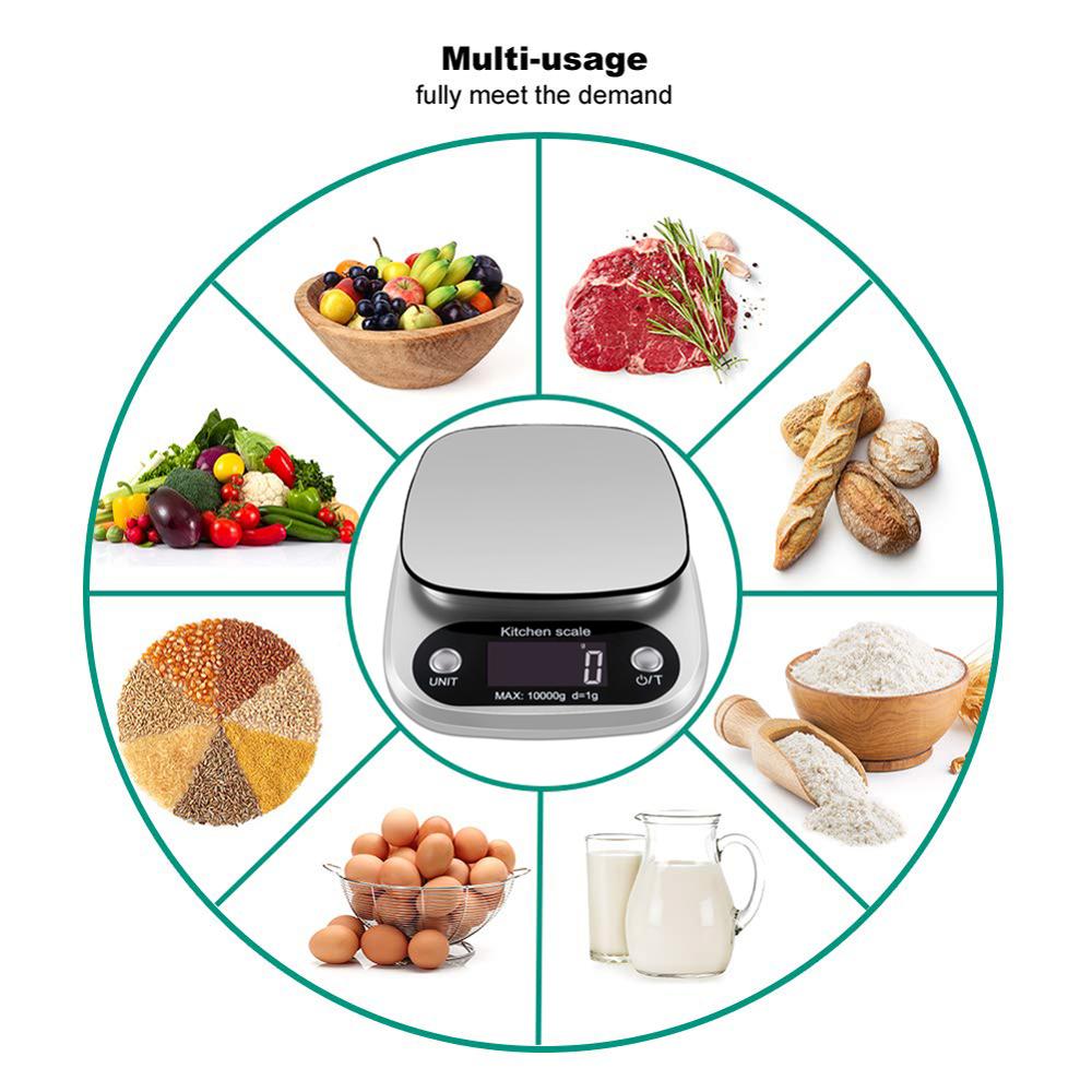 Digital Kitchen Scale 22lb 10kg Food Scale Multifunction Weight Scale Electronic Baking & Cooking Scale with LCD Display