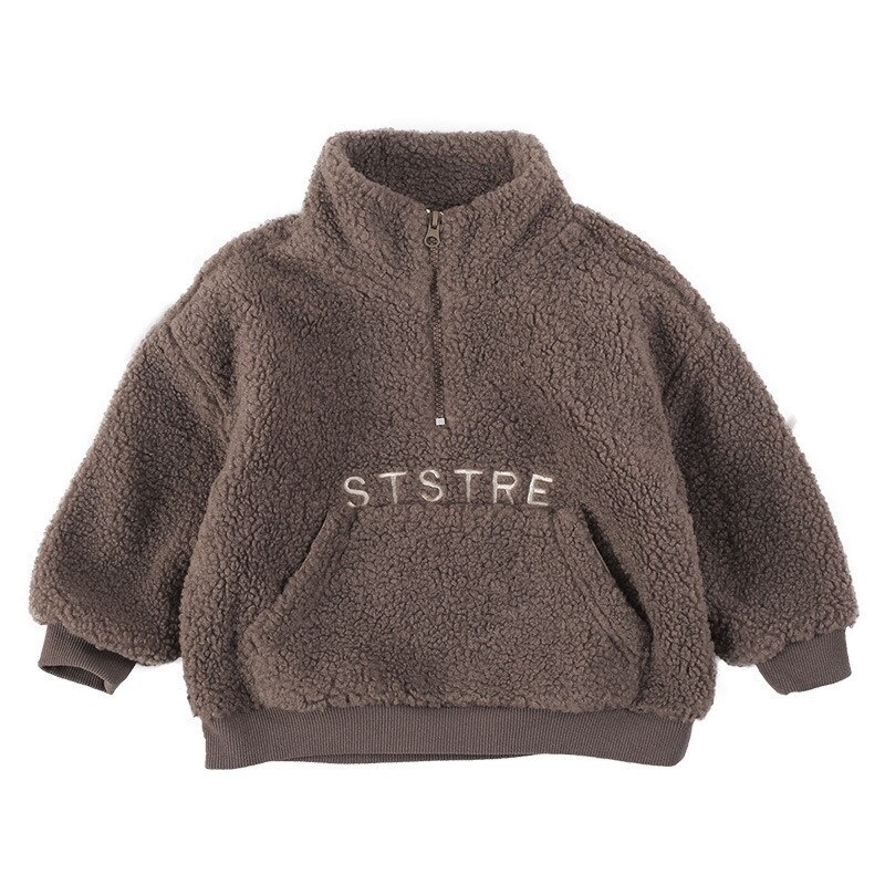 Peuter Kids Dikker Warme Pluche Jas Herfst Winter Jongens Losse Trui Mode Fleece Trui Voor Baby Jongens