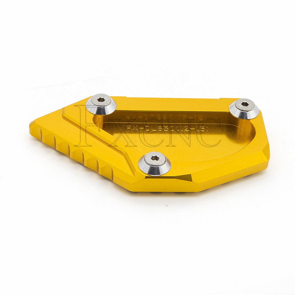 CNC-soporte lateral para motocicleta, placa de Aluninum, pata de cabra para Suzuki DL650, V-STROM, VStrom, , almohadillas de extensión de soporte: Gold
