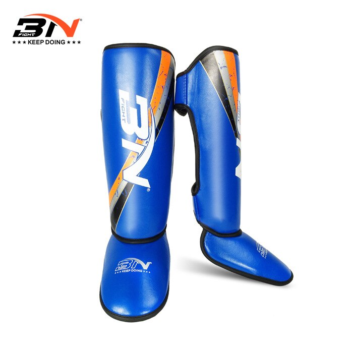 BNPRO enfants cheville soutien jambières jambières protège-tibia boxe MMA Muay Thai karaté Kickboxing jambes protecteur équipement d'entraînement: Bleu