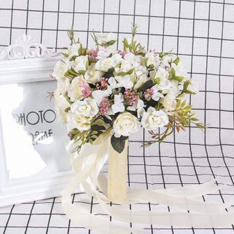 neue 7 Farben hochzeit Strauß Handgemachte Rosen Rosen buque de noivas hochzeit blumen braut sträuße: Weiß