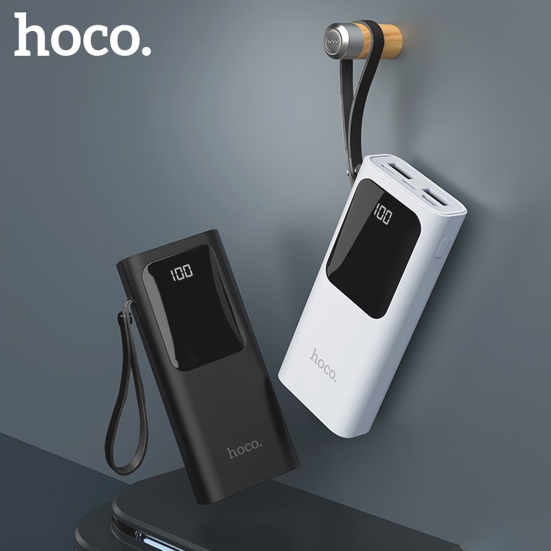 HOCO banku mocy 10000mAh mini wyświetlacz doprowadziło USB zewnętrzna bateria przenośna powerbank robić iPhone'a X xiaomi szybkie ładowanie z smycz