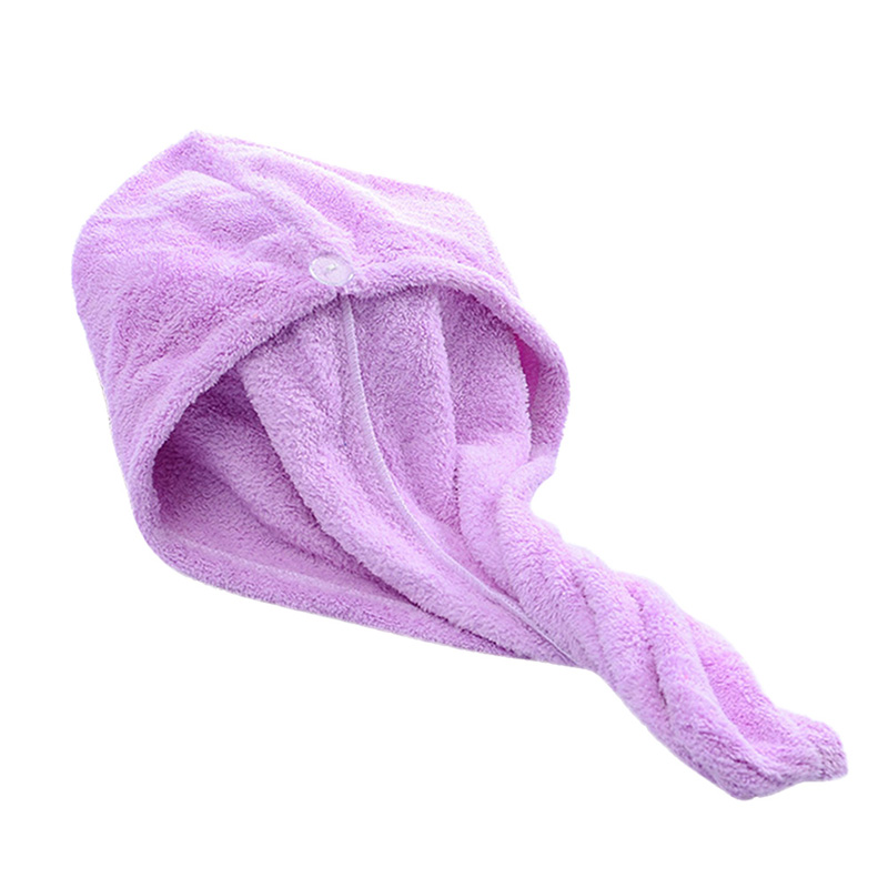 Hårhåndklæde magisk mikrofiber hårtørrer hurtigttørrende tørretumbler hoved tør hat indpakket svømmebassin håndklæde badevikle hat quick cap turban 2: Lilla