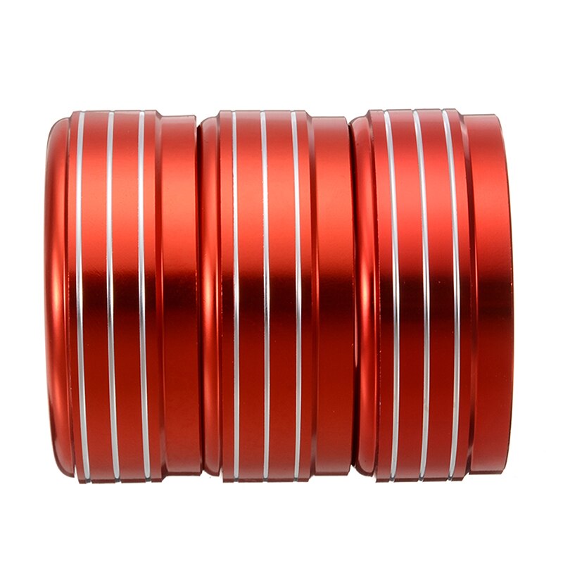 Mayitr 3pcs Red Aluminum A/C Climate Control Knob Ring Covers Sticker For Subaru Impreza Forester WRX/STi