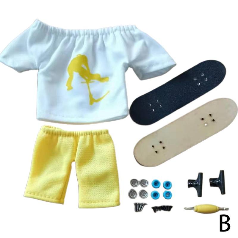 Mini trottinette à doigt en bois, ensemble de modèles, jouet interactif, nouveauté, activité sensorielle, Scooter, Skateboard, Kit d&#39;outils à pédale: B