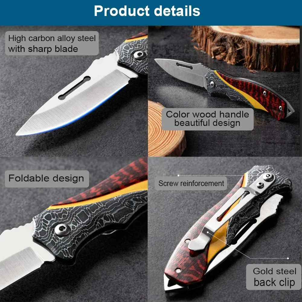 Cuchillo plegable para comer carne, cuchillo para cortar fruta, para asar ovejas, cuchillo de acero inoxidable, herramientas de cocina, 1 unidad